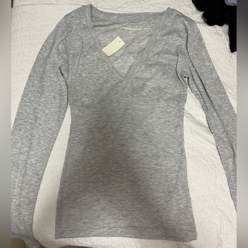 Gray Long Sleeve Top